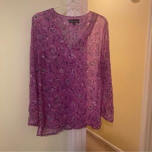 Women’s Susan Graver XL Purple Paisley Blouse